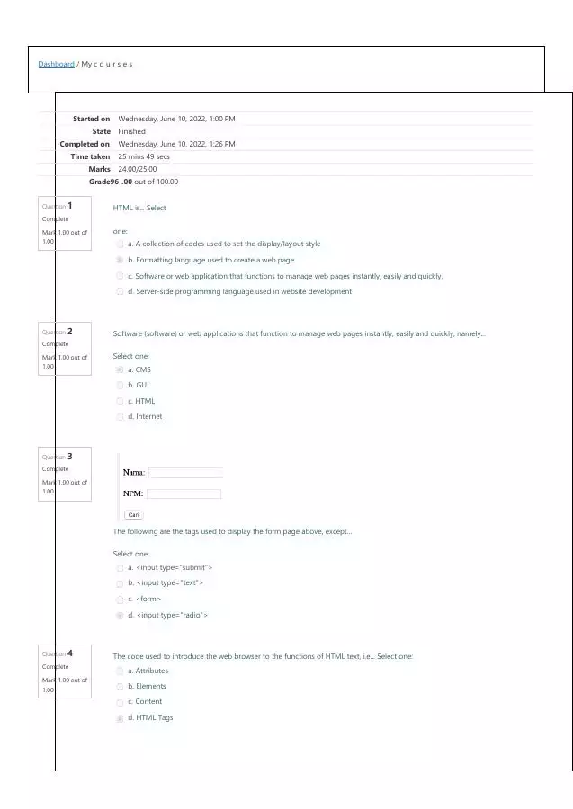 Quiz Computer Science Html Tags In Data Selection - Page 1