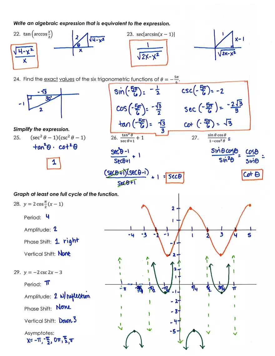 Math Chapter 4 Test Review Answer Key - Page 2