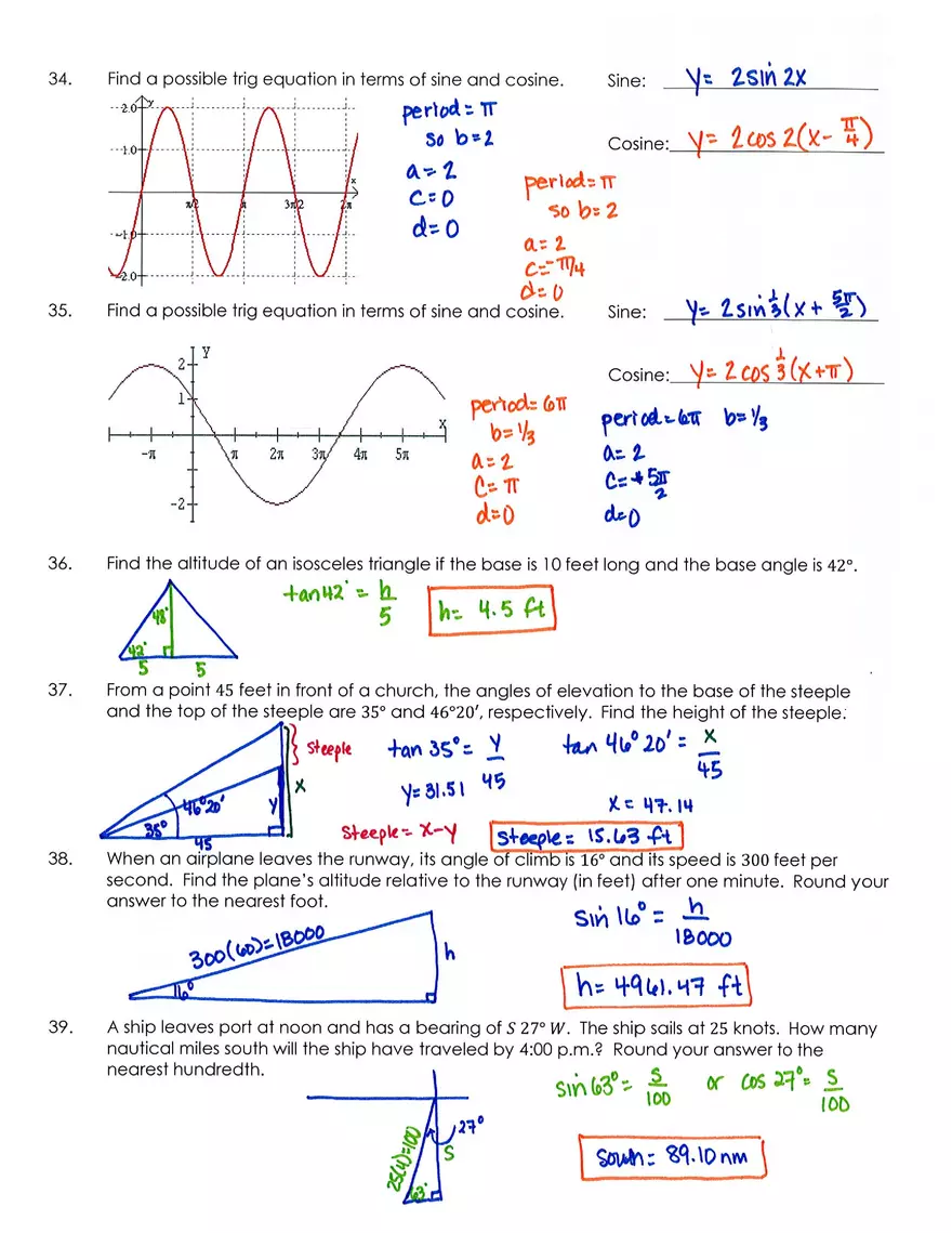 Math Chapter 4 Test Review Answer Key - Page 4