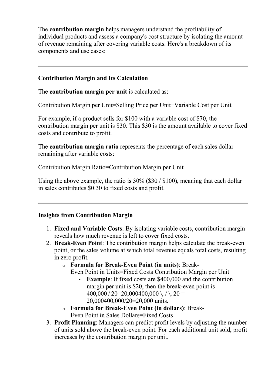Chapter 18: Contribution Margin and Break-Even Analysis - Page 1