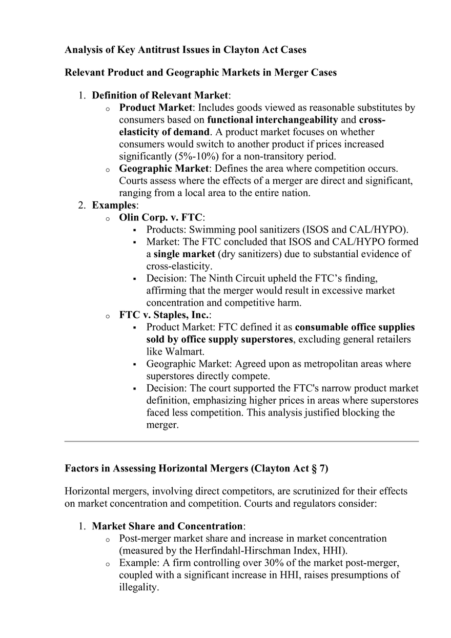 Part 11- Regulation of Business, Chapter 50: The Clayton Act, the Robinson–Patman Act, and Antitrust Exemptions and Immunities, Note 2 - Page 1
