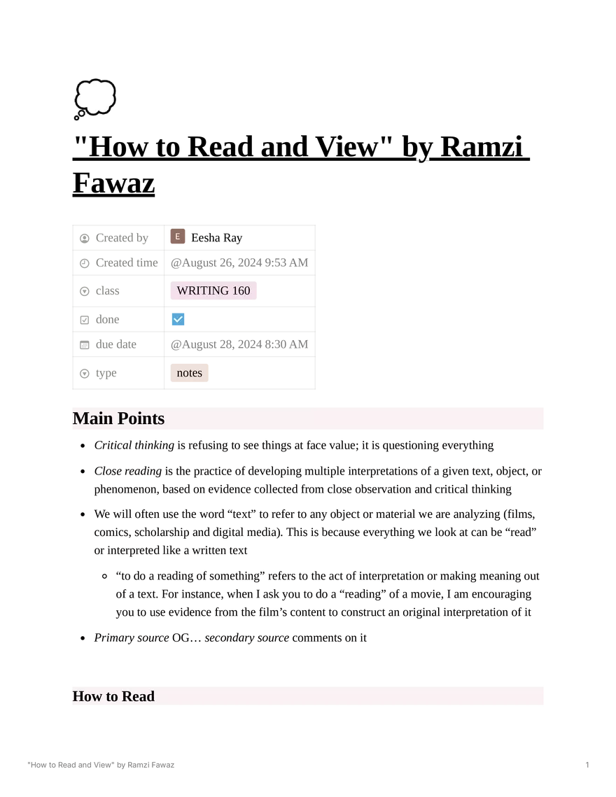 How to Read and View by Ramzi Fawaz - Page 1
