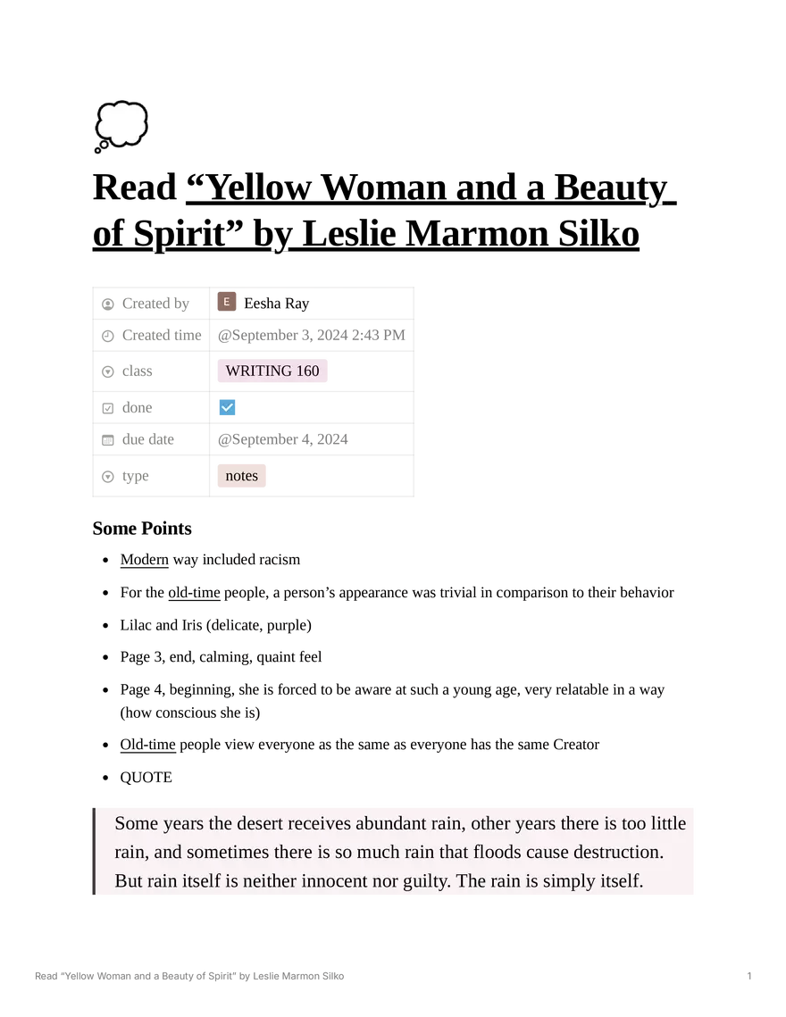 Read Yellow Woman and a Beauty of Spirit by Leslie Marmon Silko - Page 1