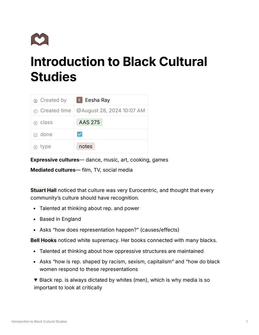 Introduction to Black Cultural Studies - Page 1