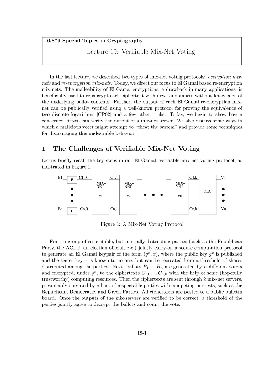 6.897 Selected Topics in Cryptography: Lecture 19 Notes - Page 1
