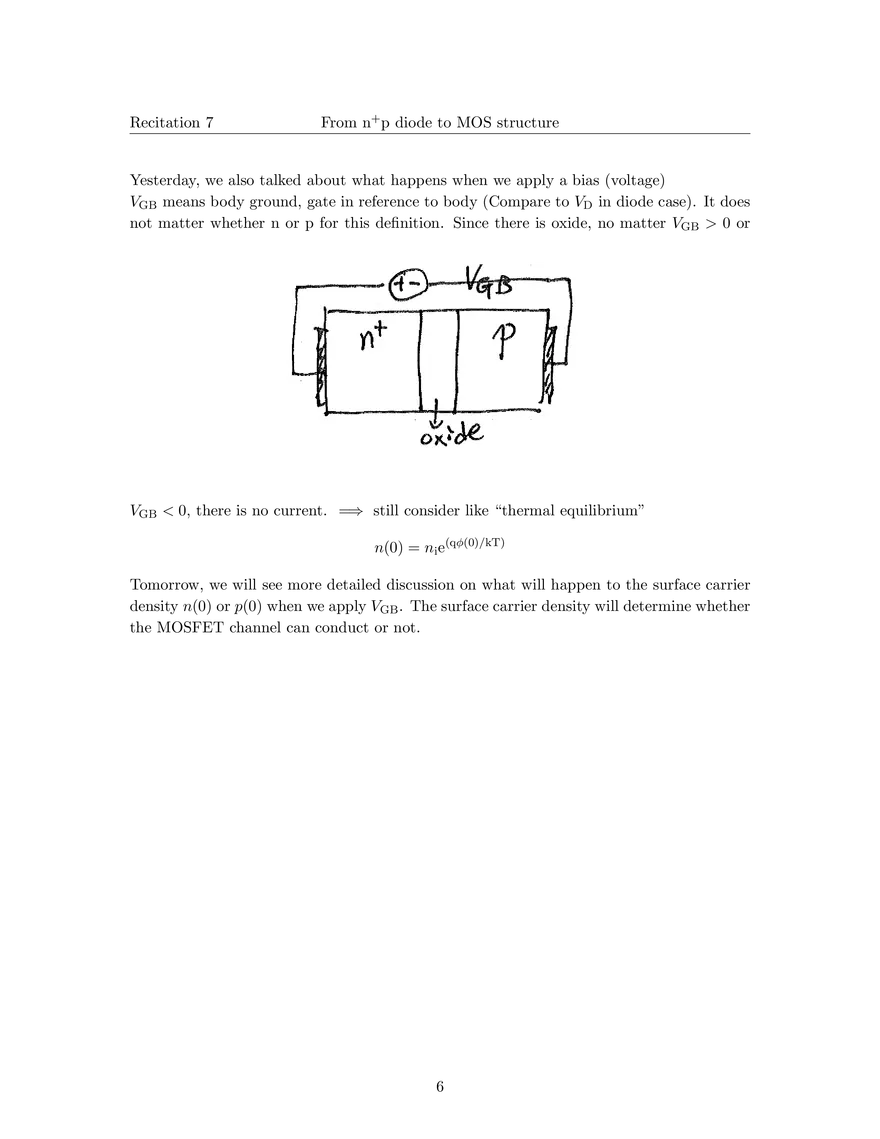 6.012 Recitation 7: From N+P Diode to MOS Structure - Page 6