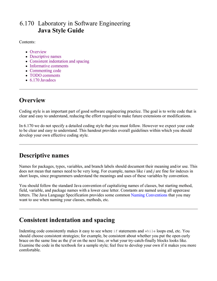 Java Style Guide - Page 1
