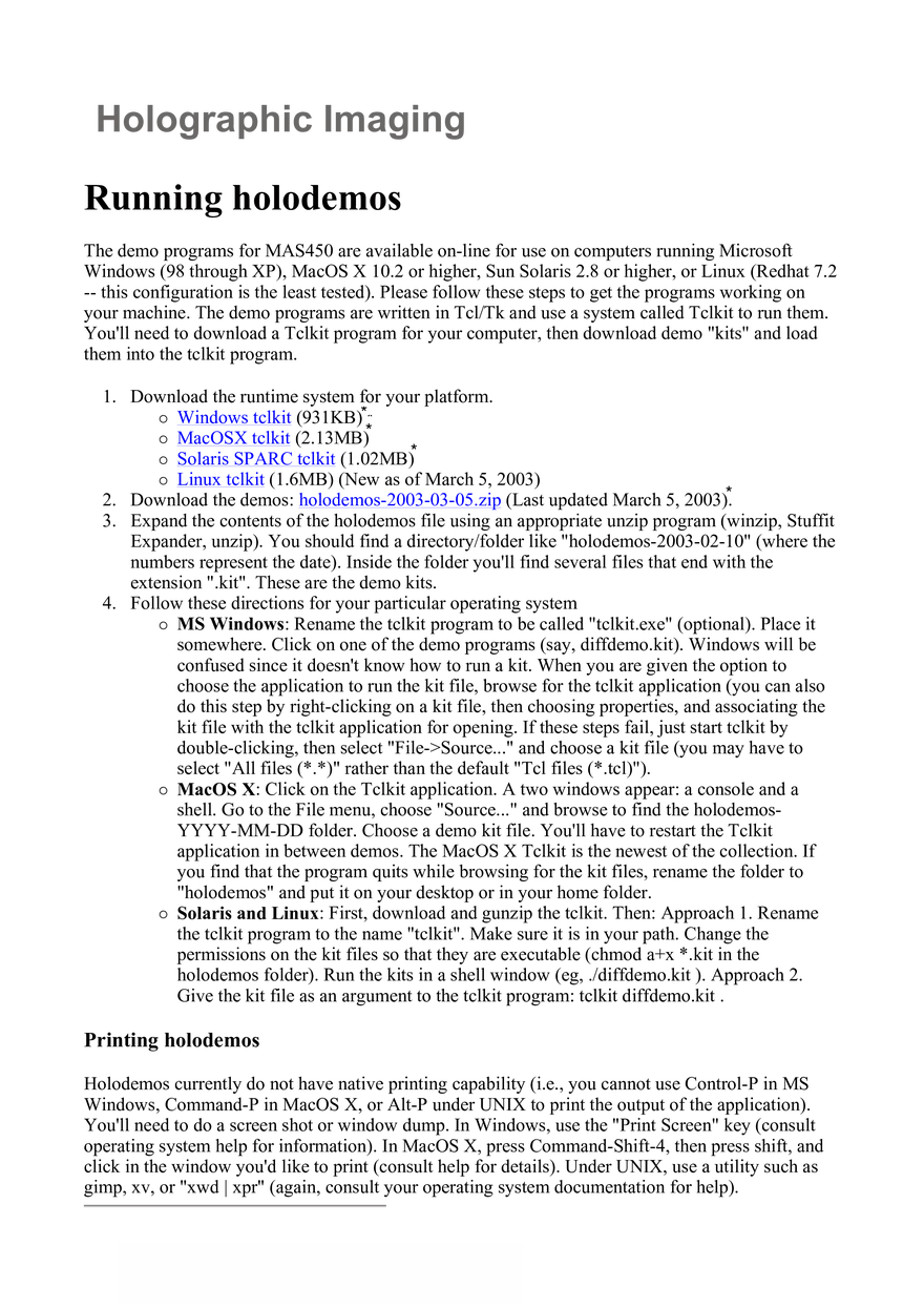 Holographic Imaging, Running Holodemos - Page 1