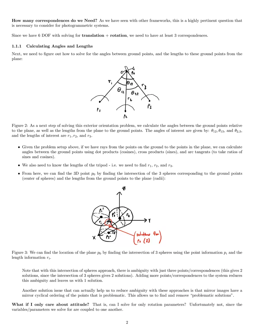 Lecture 22 Notes: Exterior Orientation, Recovering Position and Orientation, Bundle Adjustment, Object Shape - Page 2