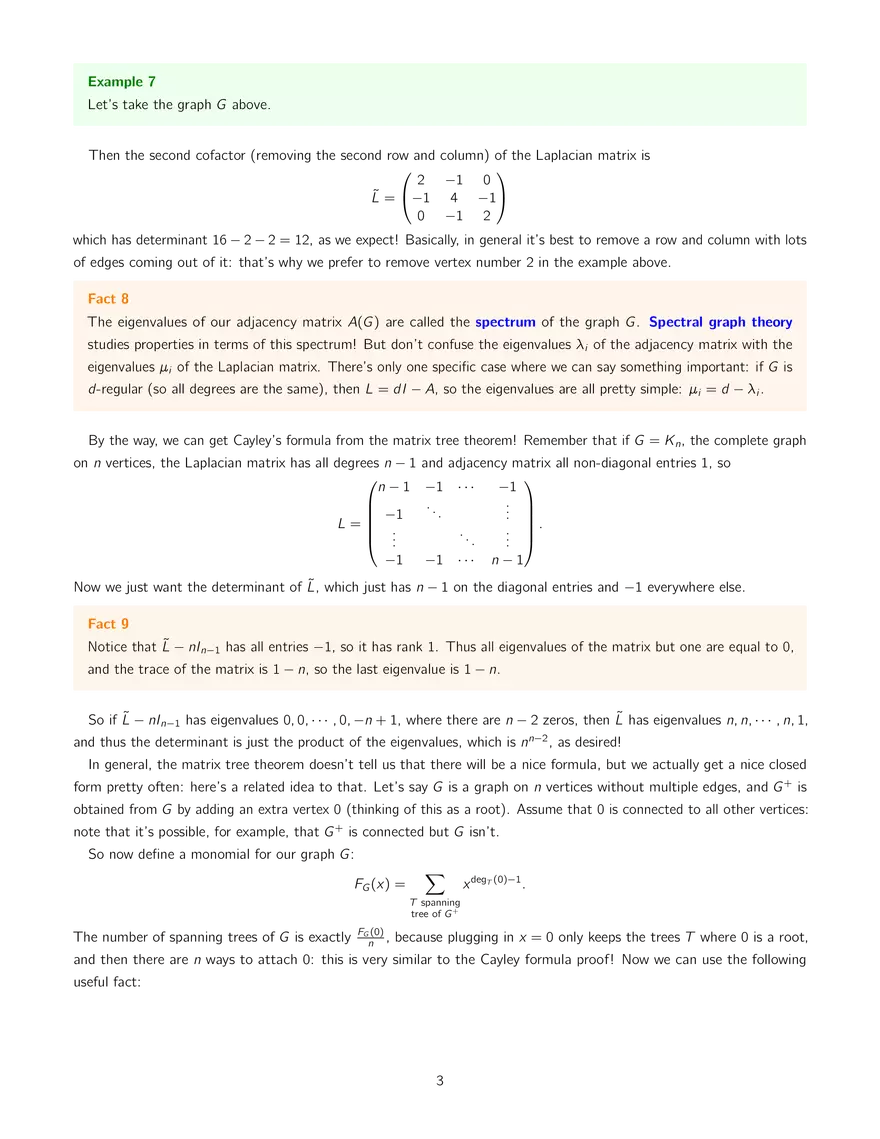 18.212 Algebraic Combinatorics, Lecture 26: Matrix Tree Theorem and More - Page 3
