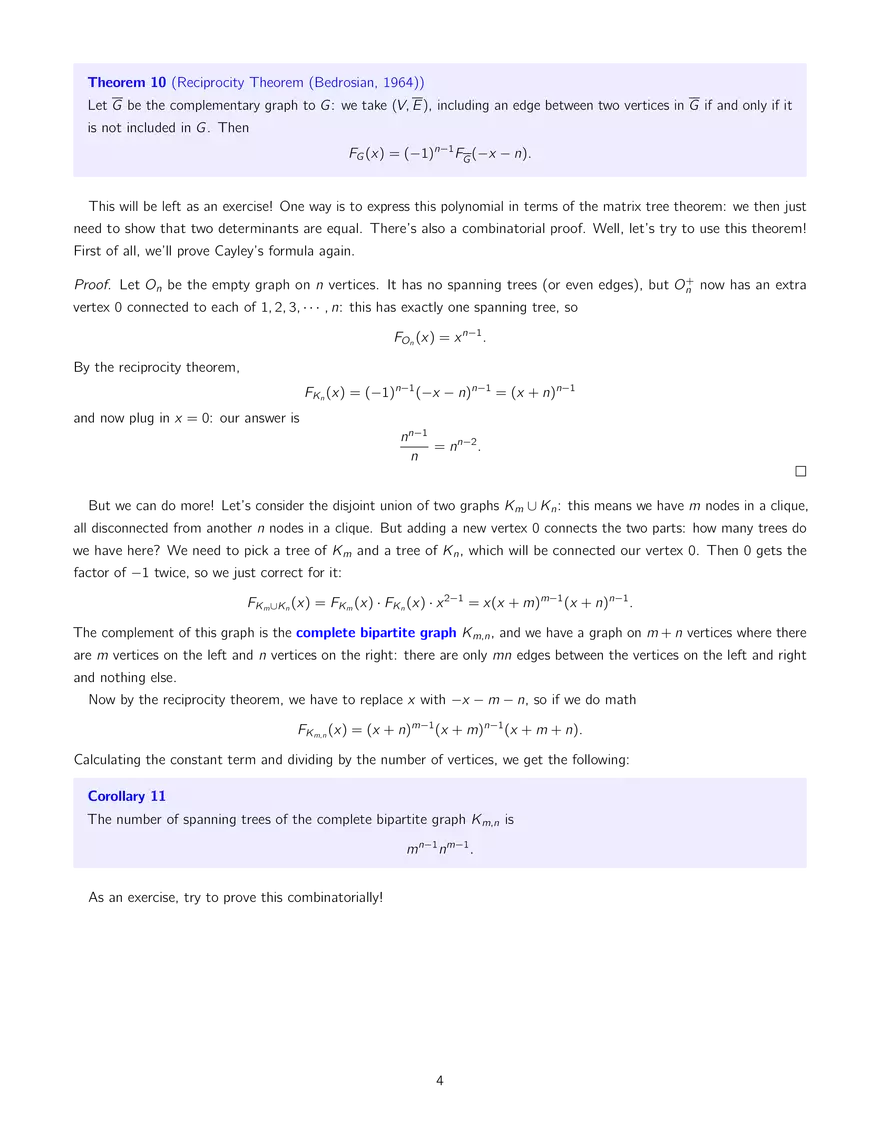 18.212 Algebraic Combinatorics, Lecture 26: Matrix Tree Theorem and More - Page 4