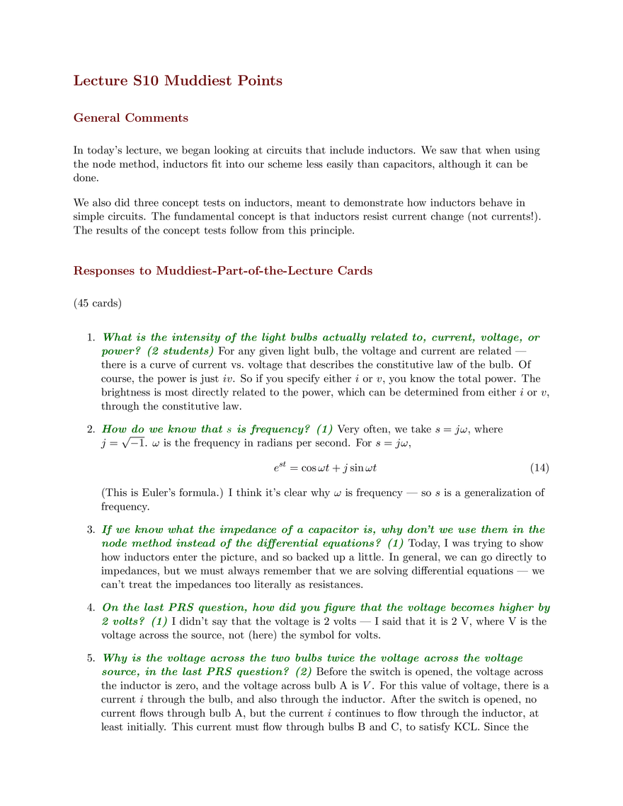 Lecture S10 Muddiest Points - Page 1