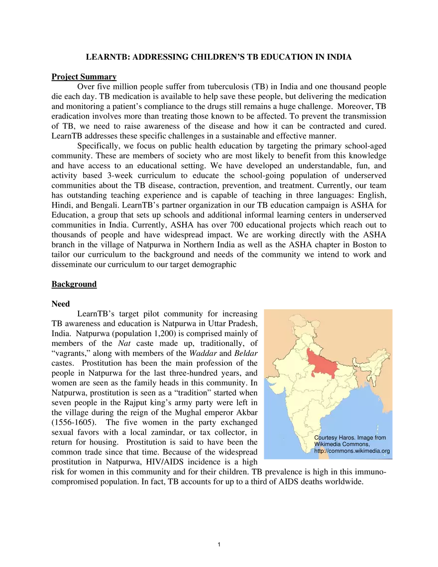 LearnTB: Addressing Children's TB Education in India - Page 1