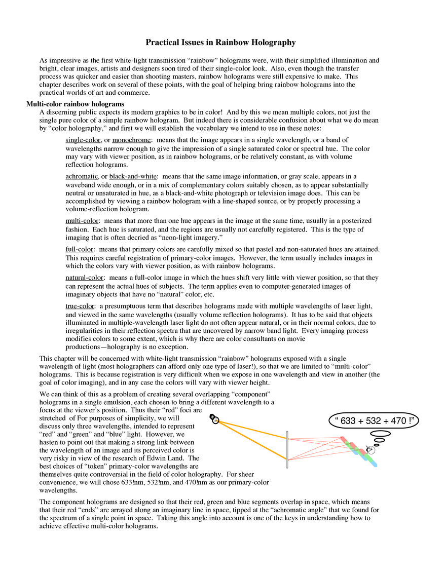 Practical Issues in Rainbow Holography - Page 1