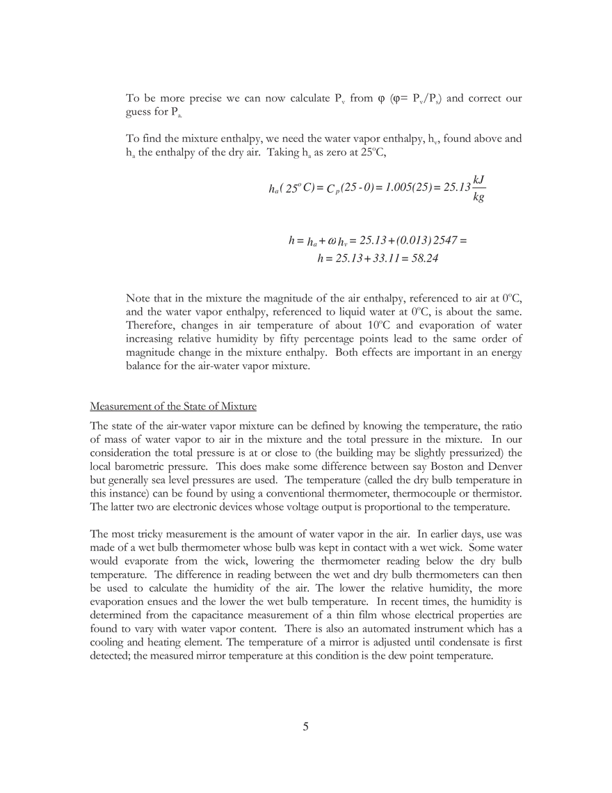 Air Water Vapor Mixtures: Psychrometrics - Page 12