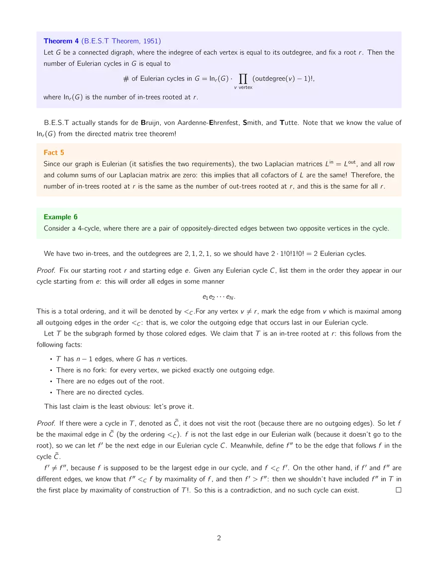 18.212 Algebraic Combinatorics, Lecture 32: Eulerian Cycles in Digraphs and B.E.S.T. Theorem - Page 2