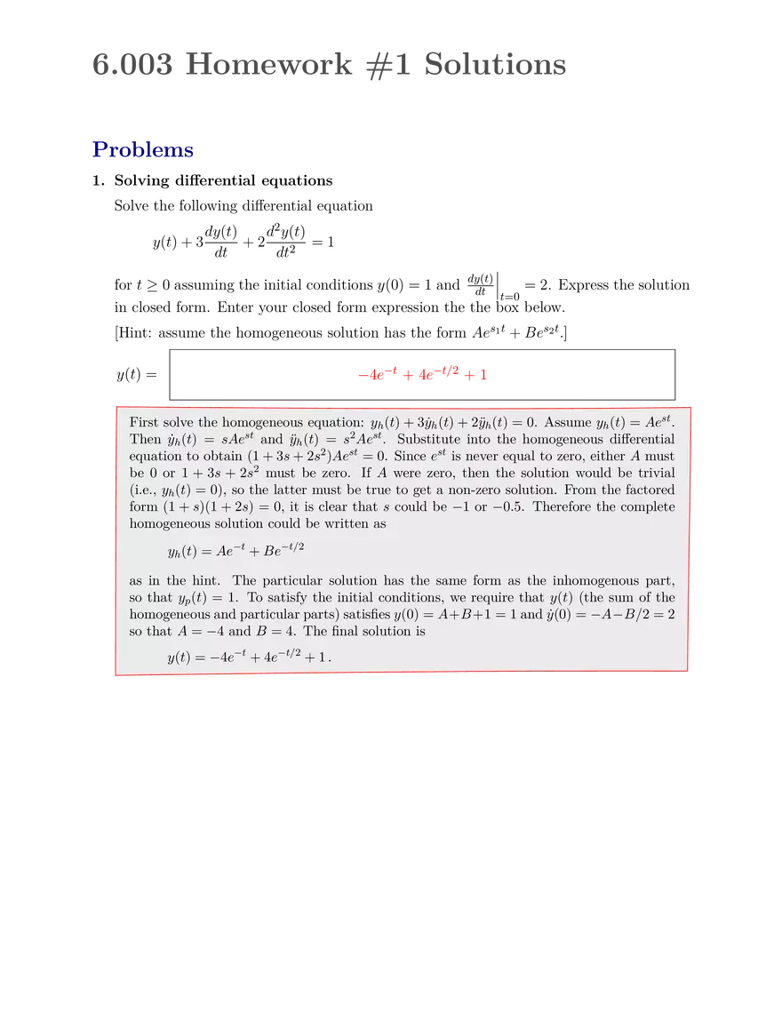 6.003 Homework #1 Solutions - Page 1