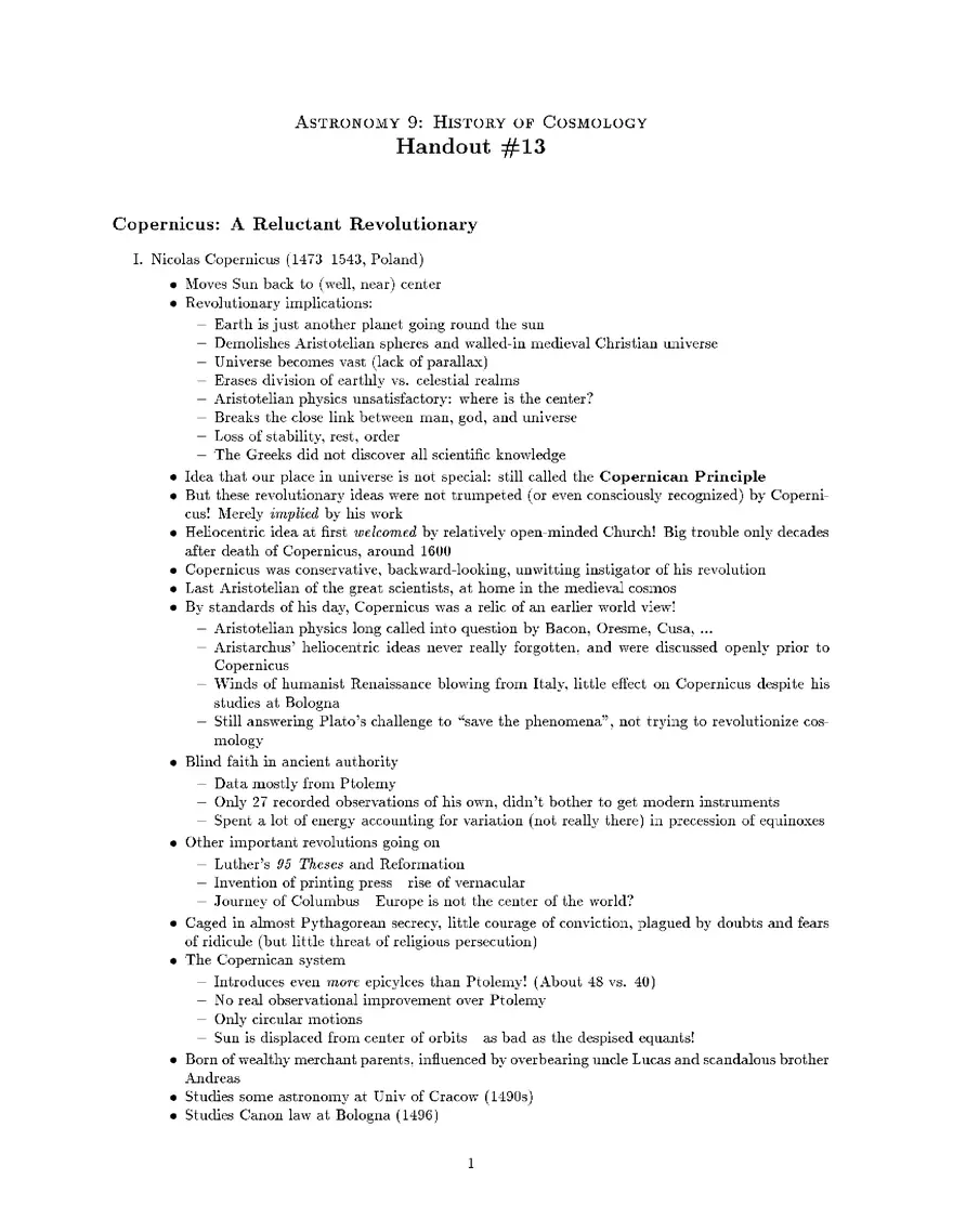 Copernicus: A Reluctant Revolutionary - Page 1