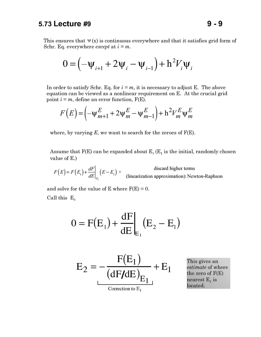 5.73 Lecture 9: Numerov-Cooley Method: 1-D Schrodinger Equation - Page 9