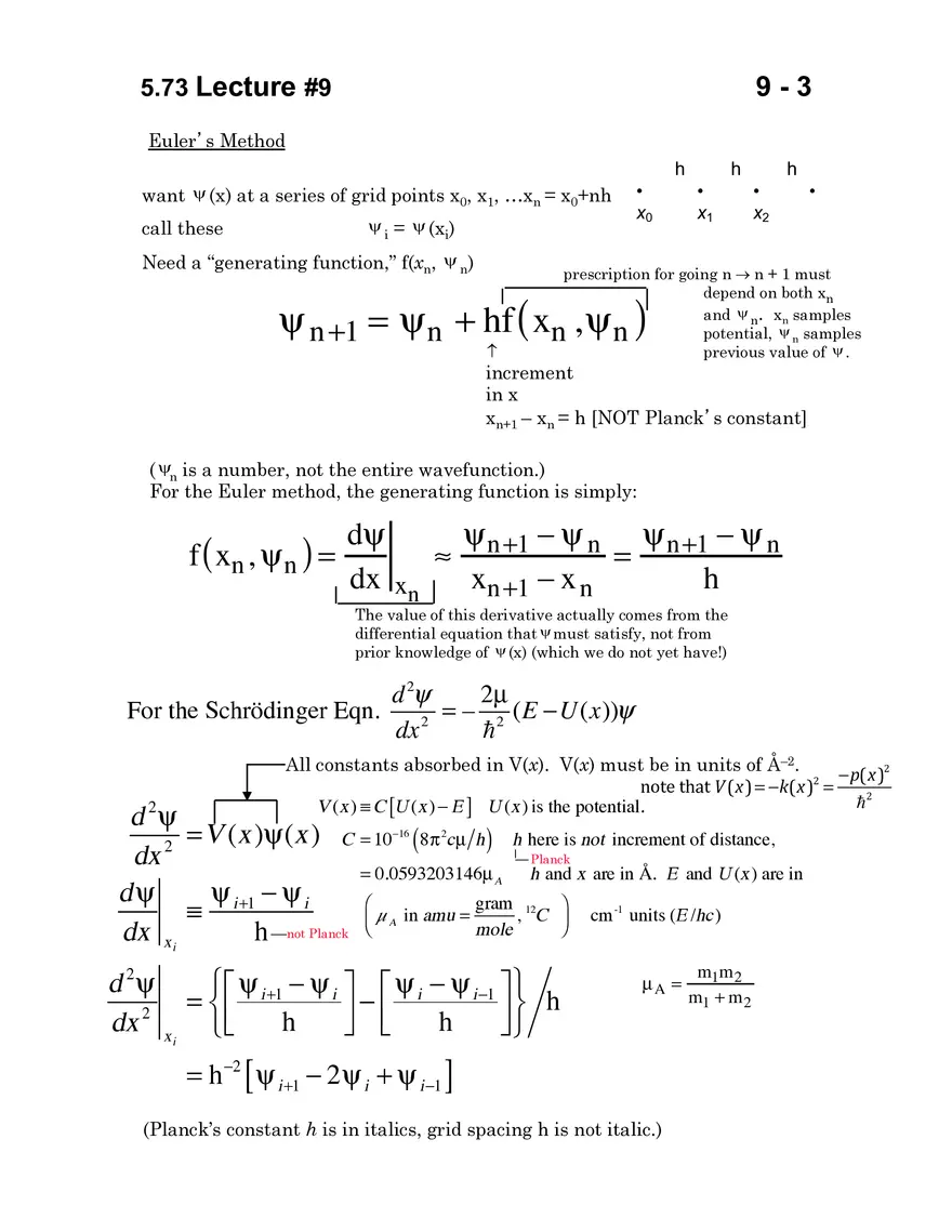 5.73 Lecture 9: Numerov-Cooley Method: 1-D Schrodinger Equation - Page 3