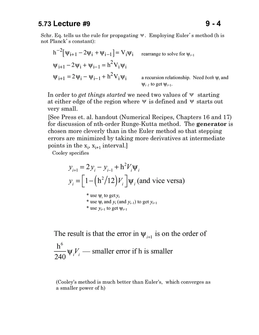 5.73 Lecture 9: Numerov-Cooley Method: 1-D Schrodinger Equation - Page 4