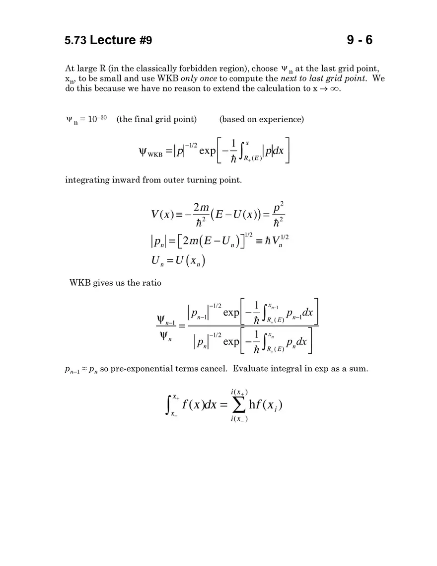 5.73 Lecture 9: Numerov-Cooley Method: 1-D Schrodinger Equation - Page 6