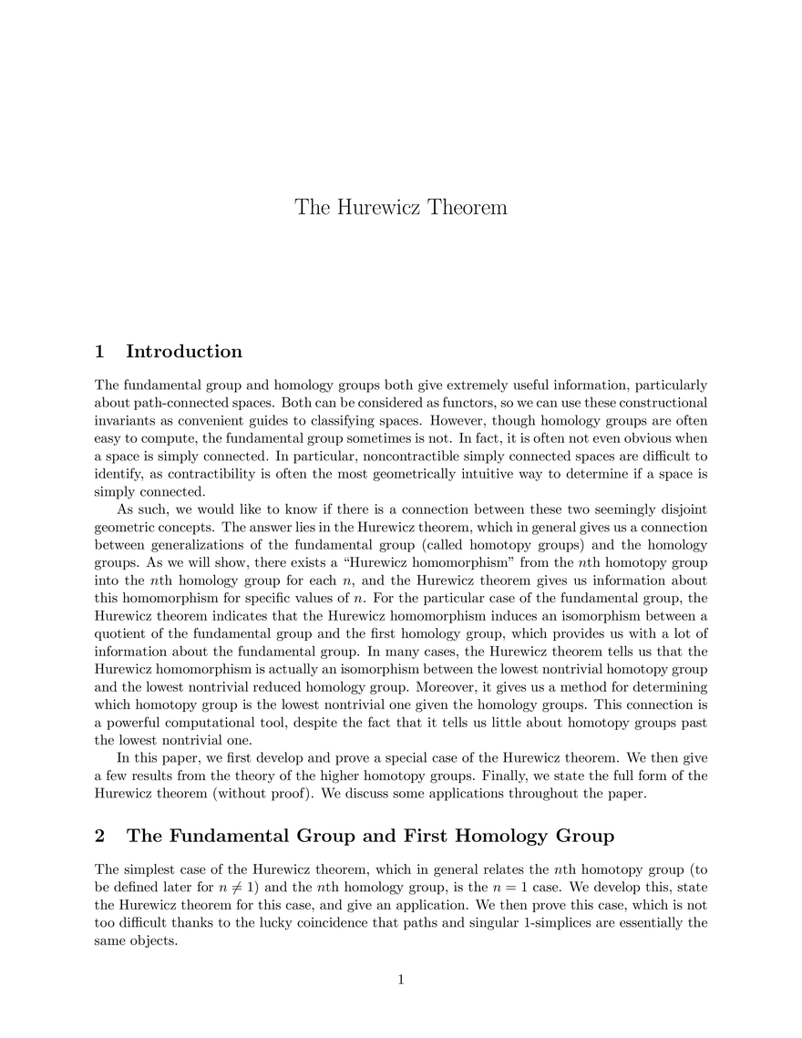 The Hurewicz Theorem - Page 1