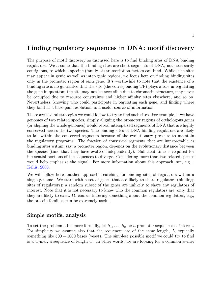 Finding Regulatory Sequences in DNA: Motif Discovery - Page 1