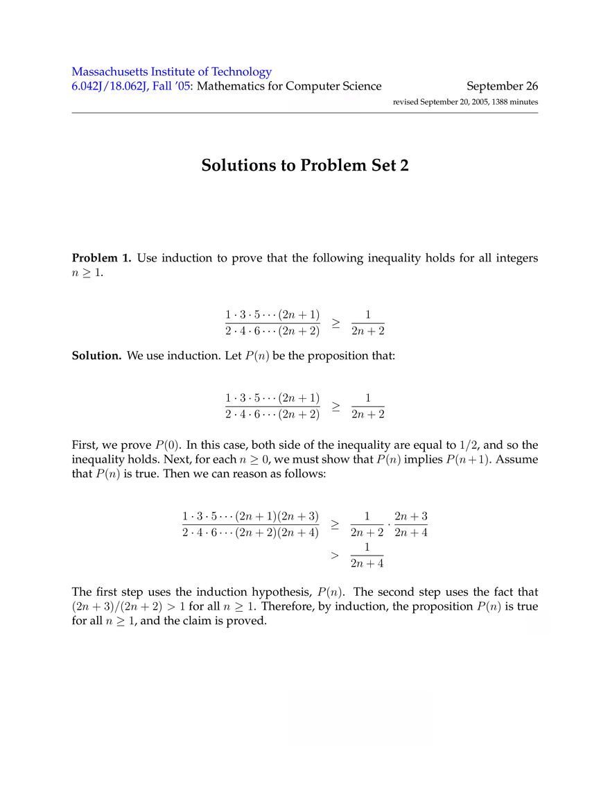 Solutions to Problem Set 2 - Page 1