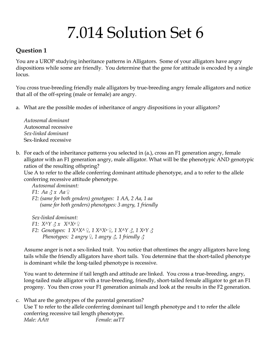 7.014 Solution Set 6 - Page 1