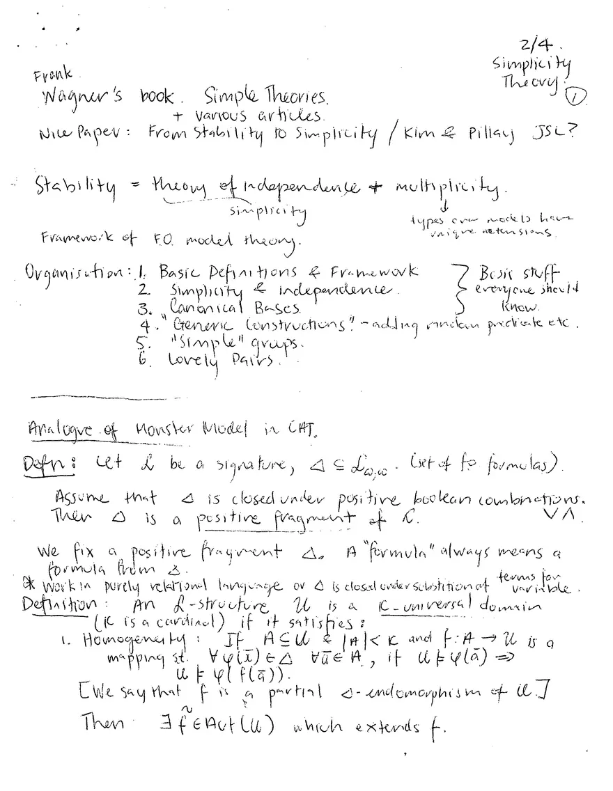 18.996A Simplicity Theory: Lecture 1 Notes - Page 1