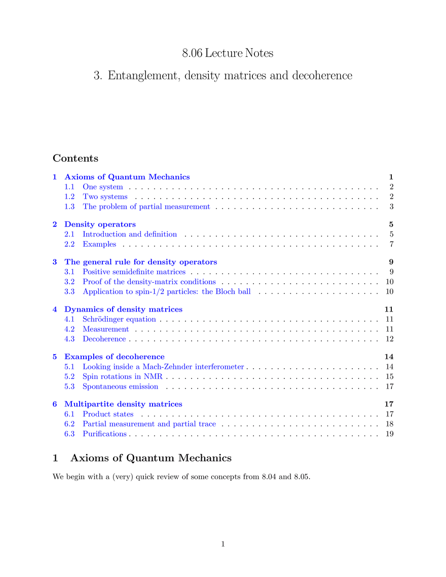 Chapter 3: Entanglement, Density Matrices, and Decoherence - Page 1