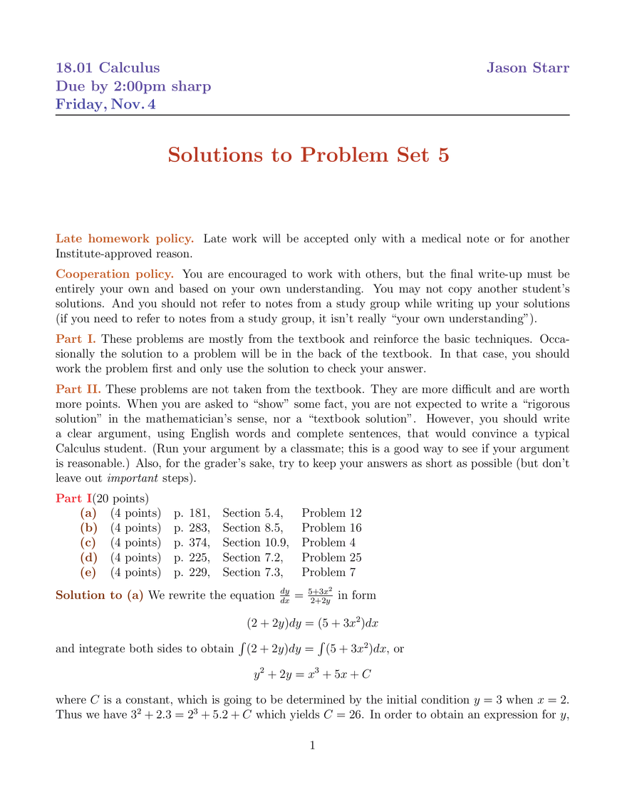 Solutions to Problem Set 5 - Page 1