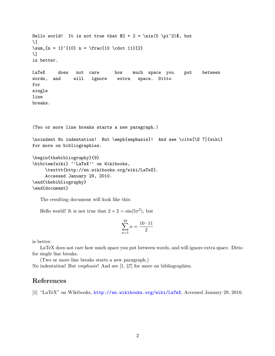 Introduction to LaTeX - Page 2