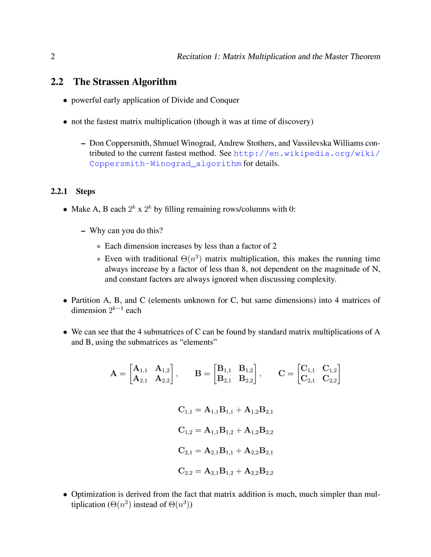Matrix Multiplication and the Master Theorem - Page 2