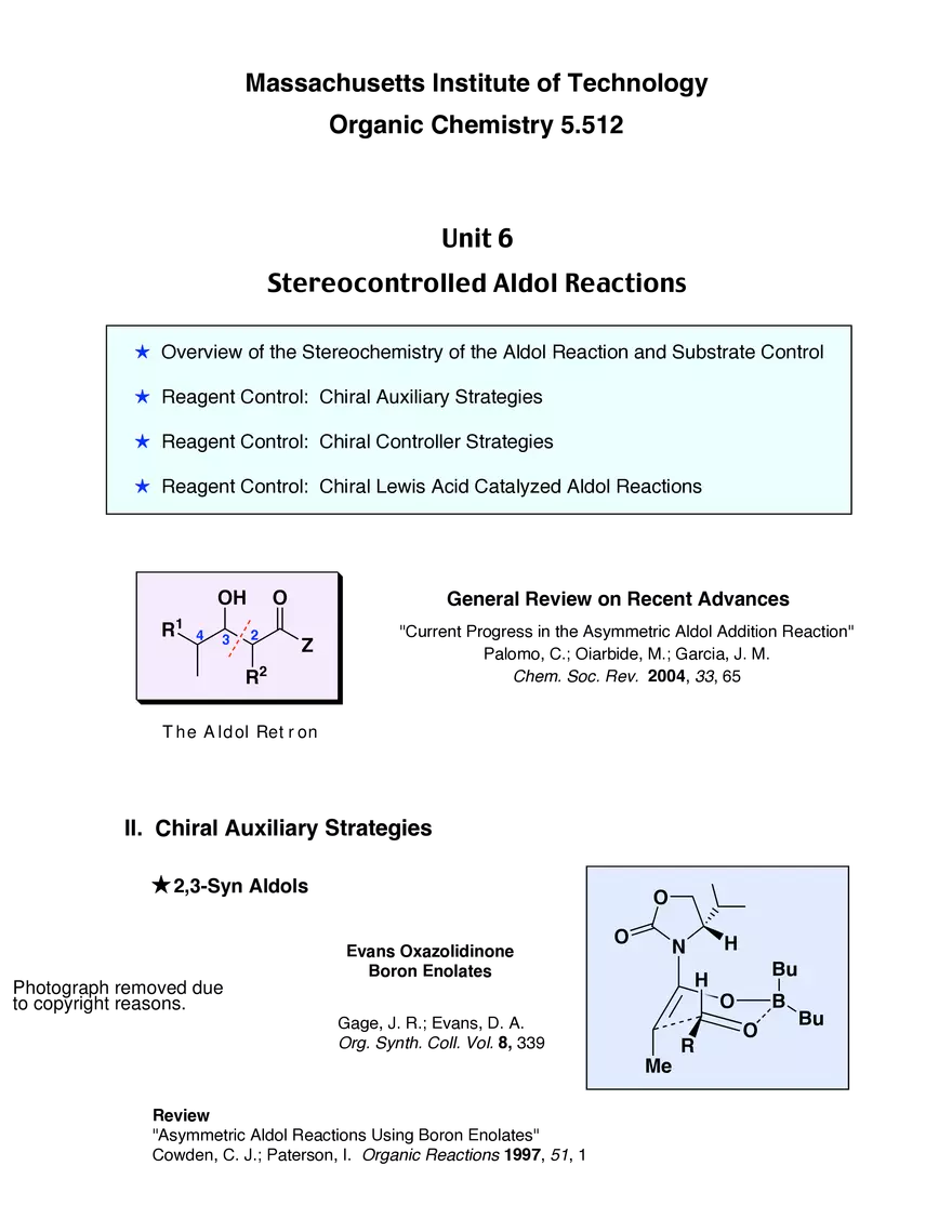 Stereocontrolled Aldol Reactions (II) - Page 1