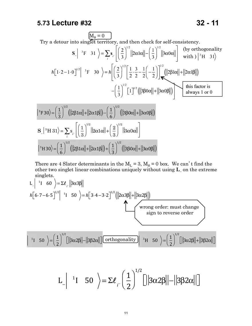 5.73 Lecture 32: Configurations and Resultant L–S–J “Terms” (States) - Page 3