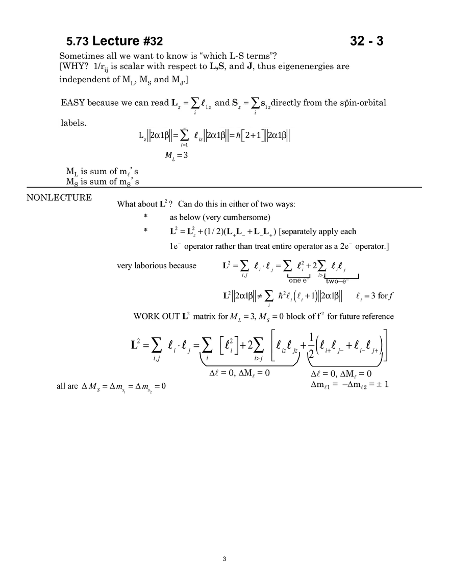 5.73 Lecture 32: Configurations and Resultant L–S–J “Terms” (States) - Page 6