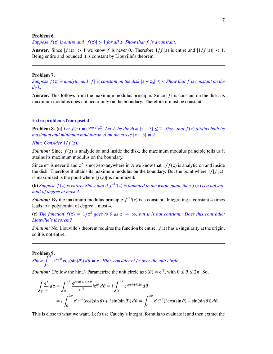 18.04 Practice Exam 1: Solutions - Page 7