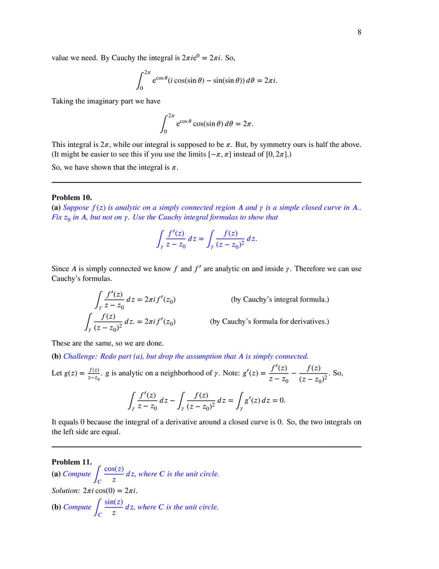 18.04 Practice Exam 1: Solutions - Page 8