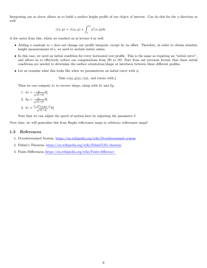 Lecture 9 Notes: Shape from Shading, General Case - From First Order Nonlinear PDE to Five ODEs - Page 6