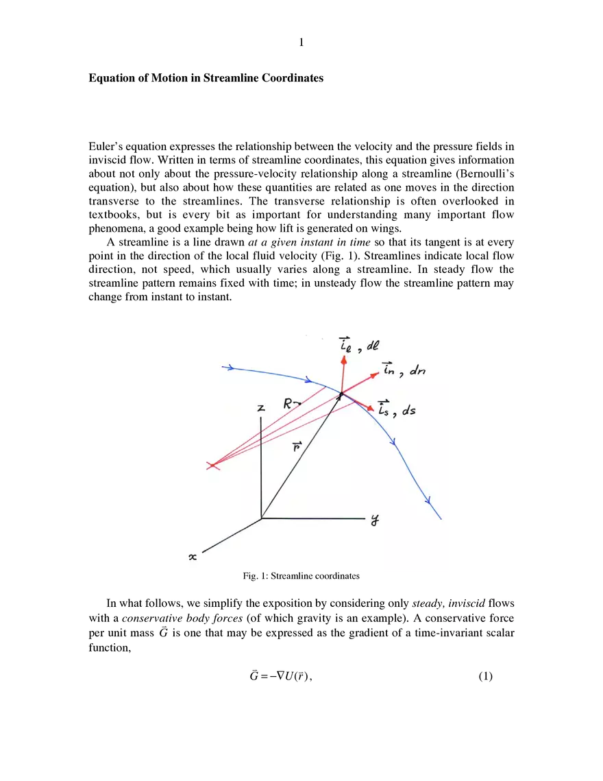 Equation of Motion in Streamline Coordinat - Page 1