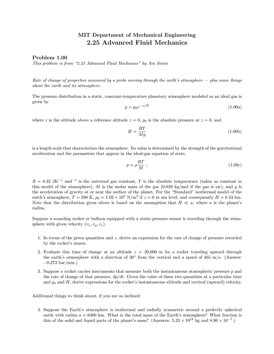 Solutions to Problem 1.00 - Page 1