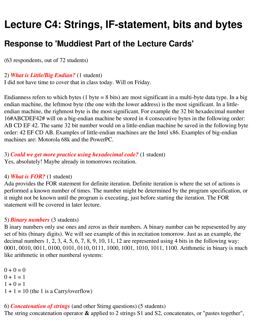 Muddy Card Responses Lecture C4 - Page 1