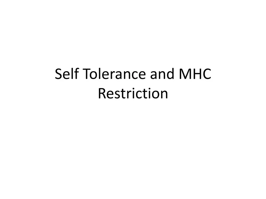 Self Tolerance and MHC Restriction - Page 1
