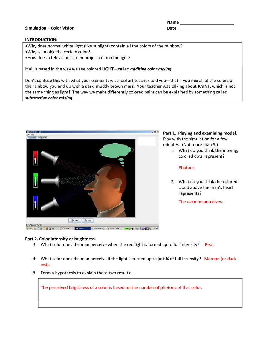 Simulation – Color Vision - Page 1