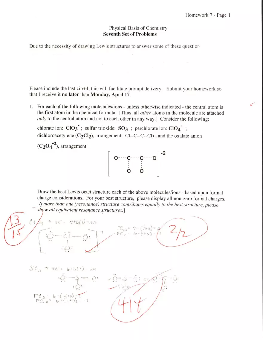 Lewis Structures Homework 7 - Page 1
