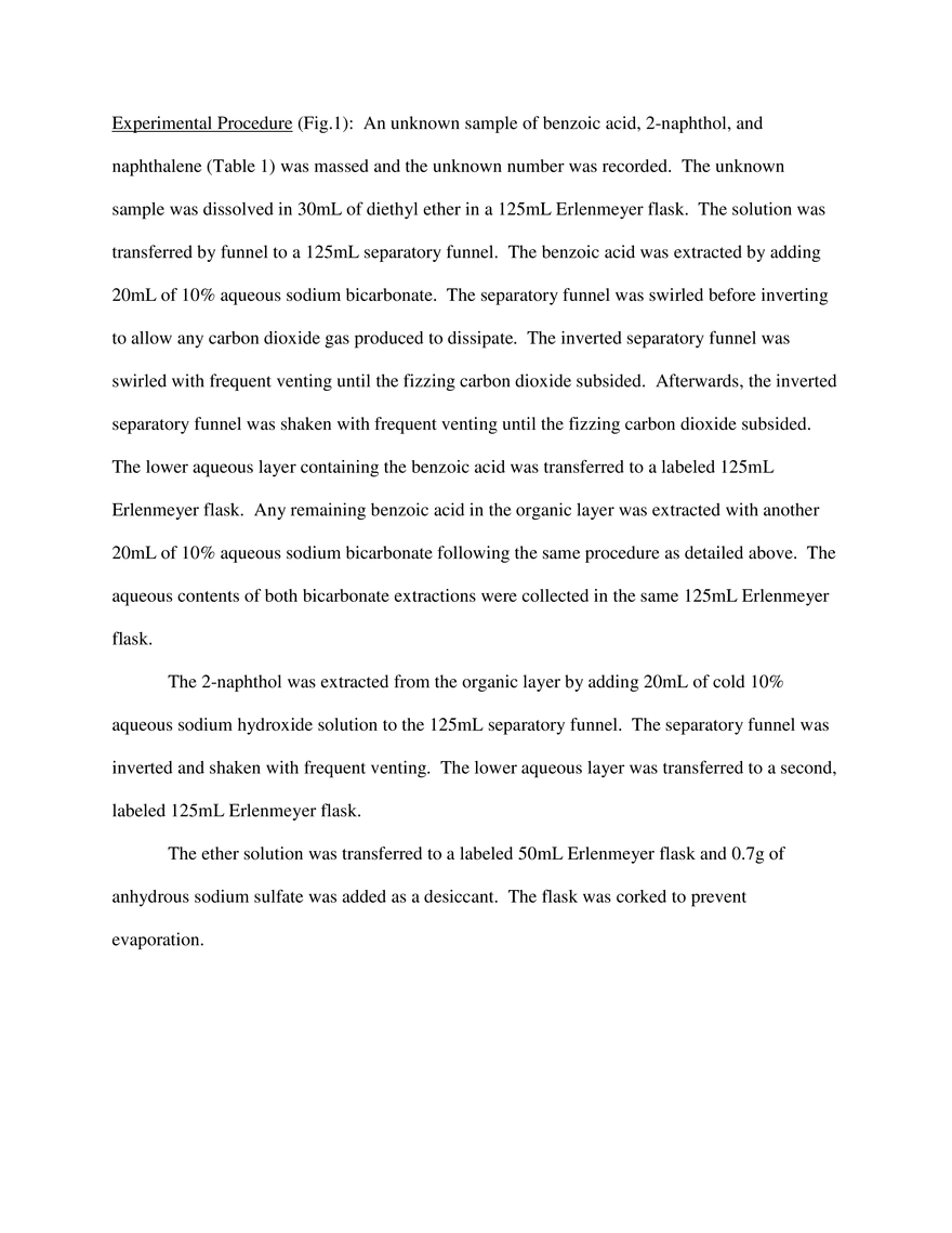 Two-Base Extraction of Benzoic Acid, 2-Naphthol, and Naphthalene from Unknown Sample # 131 - Page 3
