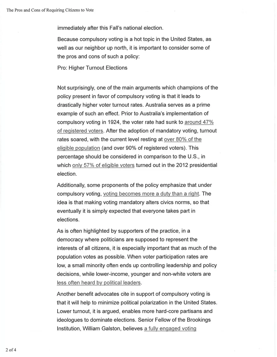 The Pros and Cons of Requiring Citizens to Vote - Page 2