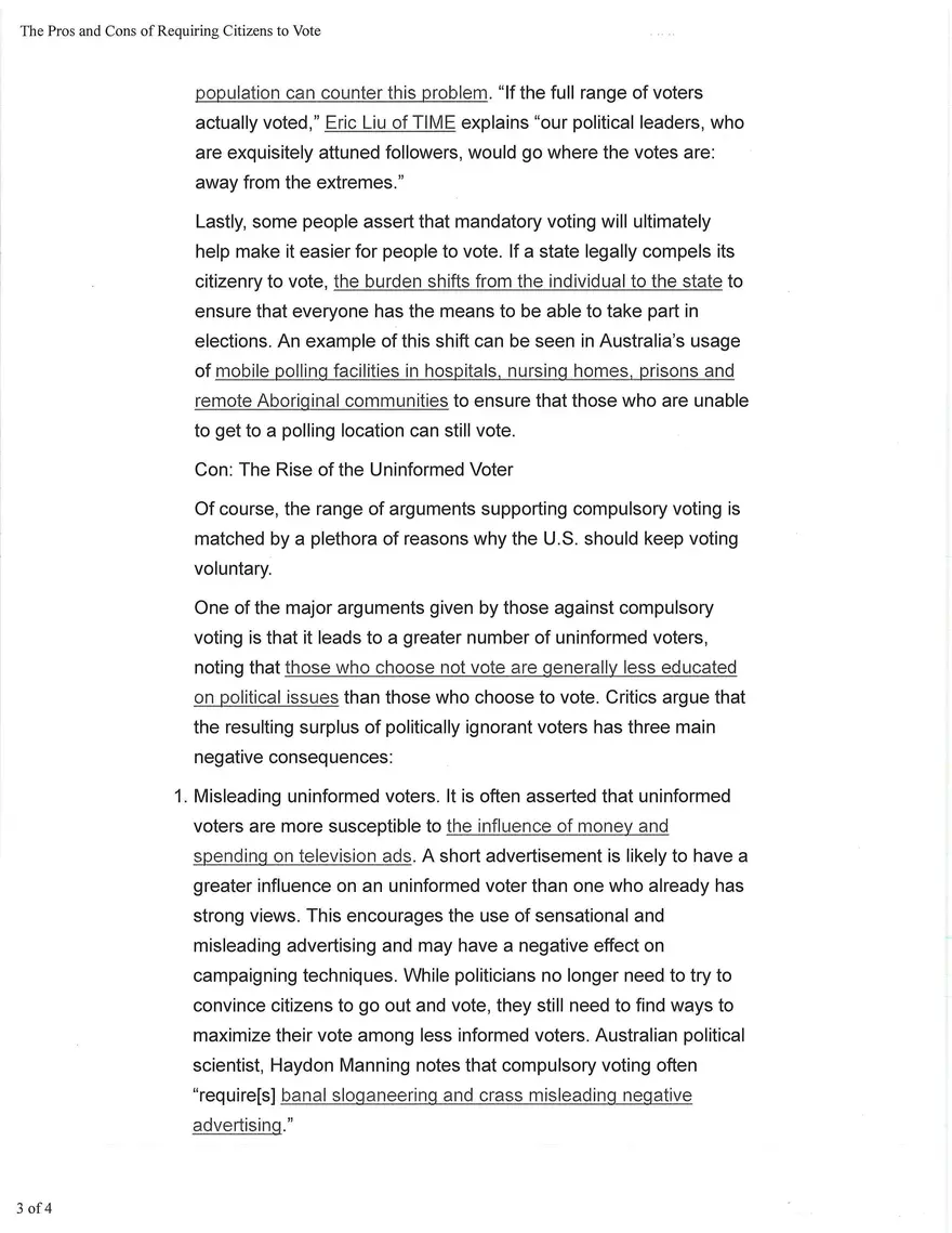 The Pros and Cons of Requiring Citizens to Vote - Page 3